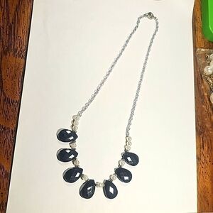 Teng Yue Necklace Faux white pearl and black gems